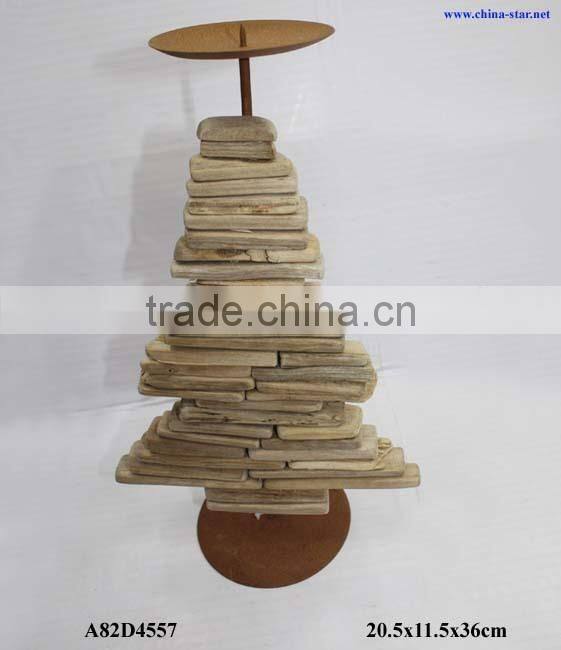 christmas driftwood candle stand