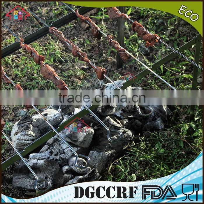 NBRSC Long Flat Metal Chrome Plated BBQ Skewers, Grill / Barbecue Shish Kebab Kabob Skewers