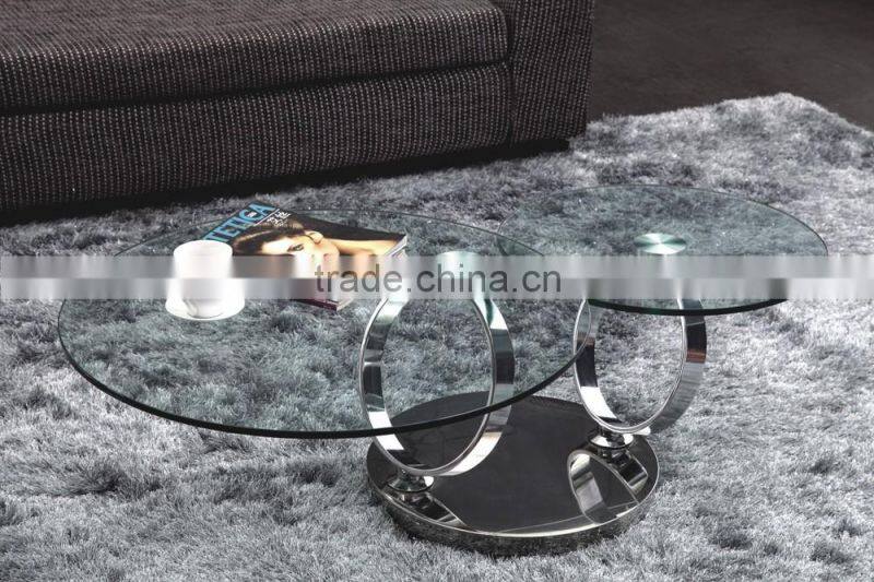 C8041 movable swivel glass coffee table models for home using