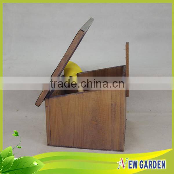 Good Services Cheap Square Orange Wooden Plant Pot Cover