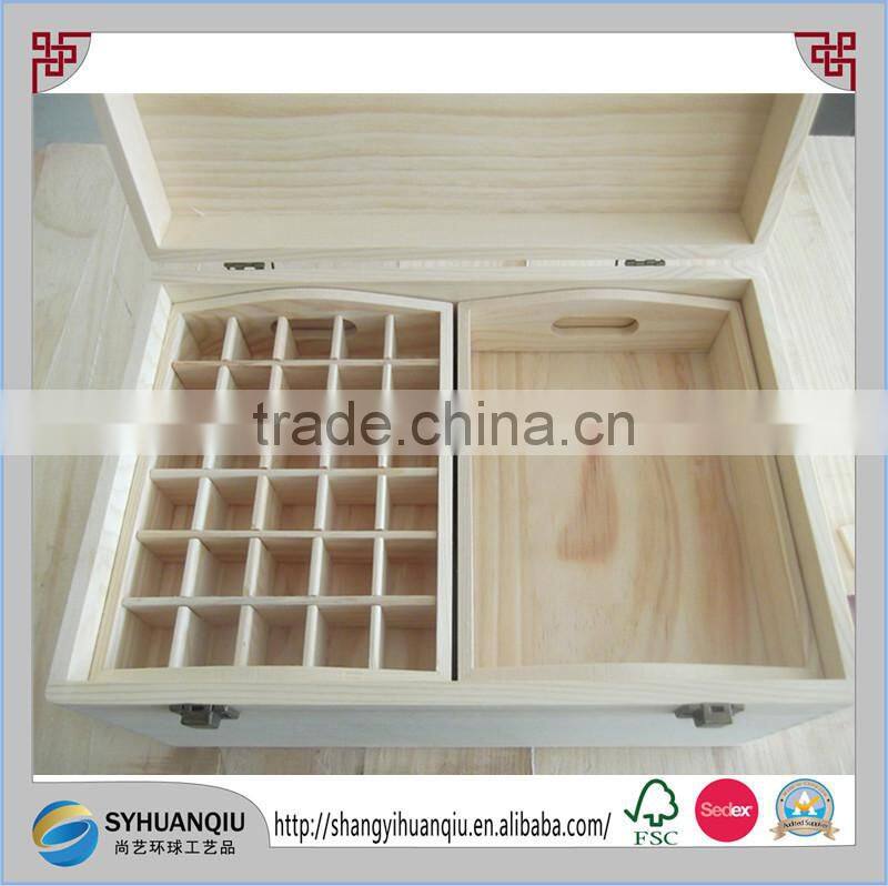 Unfinished Handmade Wooden Pot Box with Ribbon