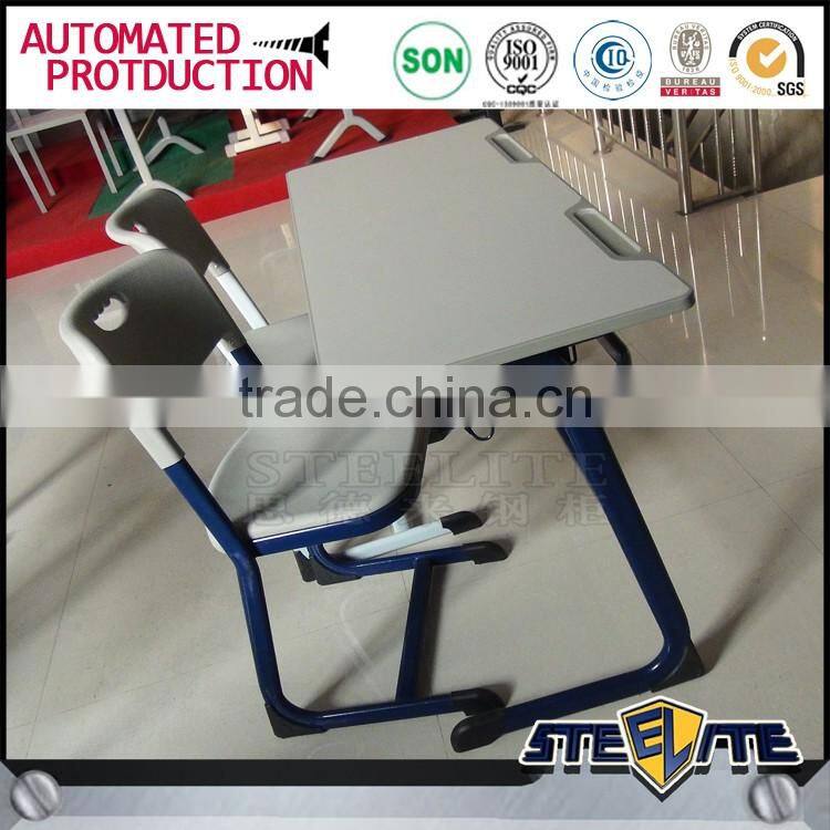 Modern Educational Furniture Classroom Plastic Double Desk and Chair