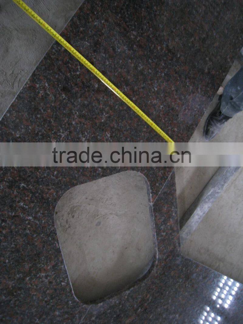 Wholesale Tan brown granite kitchen countertop with double sinks