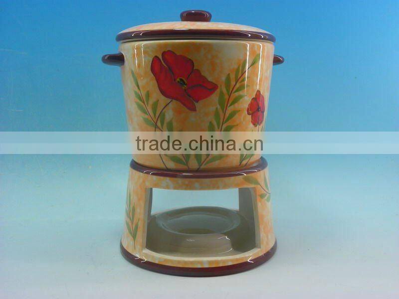 HANDPAINTING CERAMIC CHEESE FONDUE
