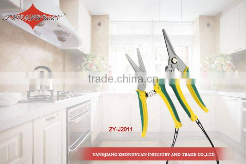 Stainless steel garden scissors/pruner with plastic handle, 10 inches