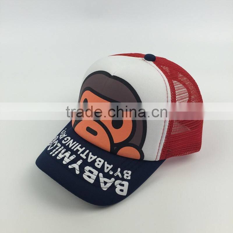Cartoon Digital Printed Baseball Style Trucker Hat Of Nylon Mesh