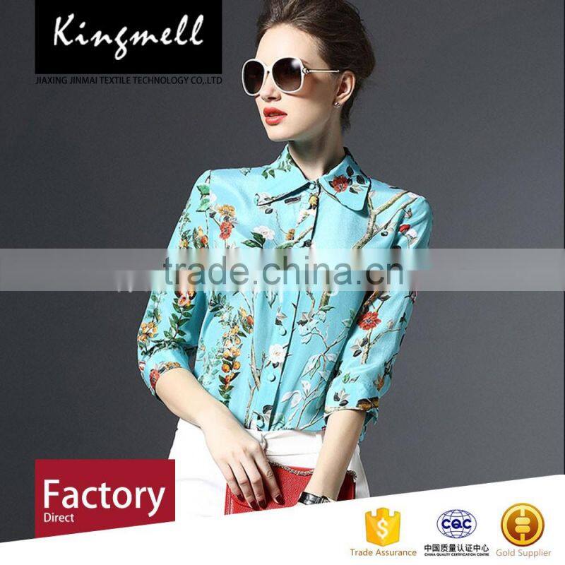 Digital printed vivid color organic silk charmeuse fabric