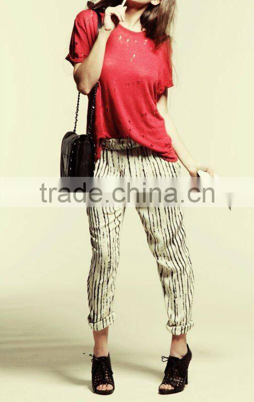 13TP001 Dark red long pants,latest fashion designs
