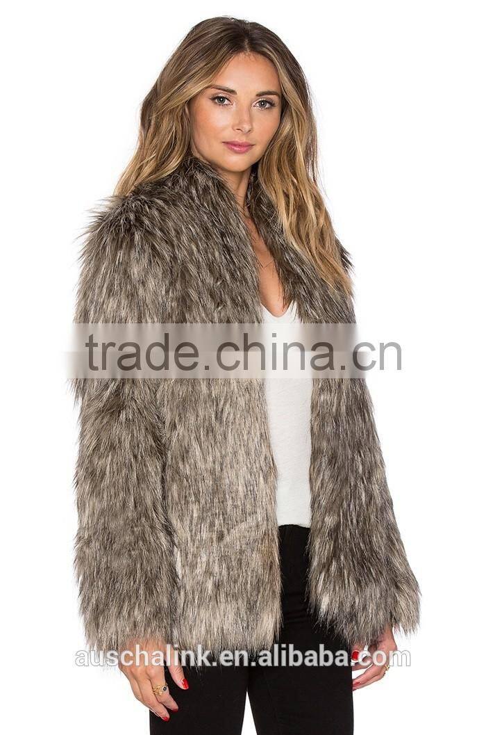 hot sale women cheap fashion pattern faux fur coats made in china