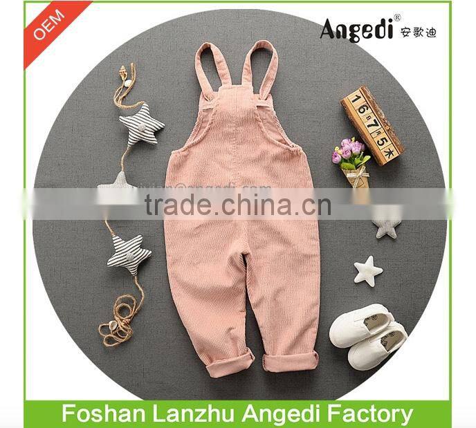 Baby's autumn &winter apparel corduroy overalls in solid color toddlers's soft & comfortable lovely dungaree