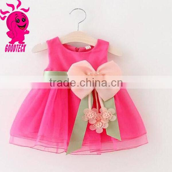 2016 new wholesaler baby princess christmas dresses girls skirt set with bowknot