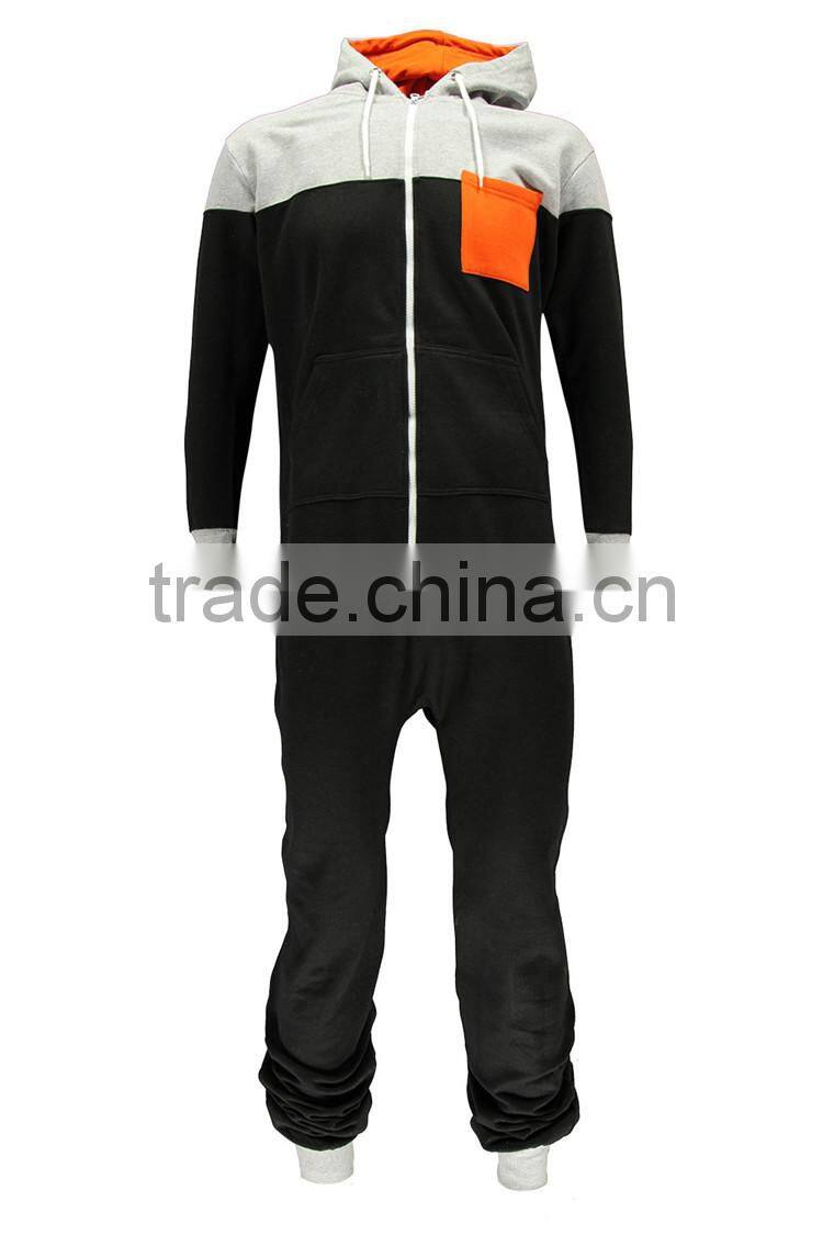 PA0017A block hooded adult 3xl onesie with contrast pocket