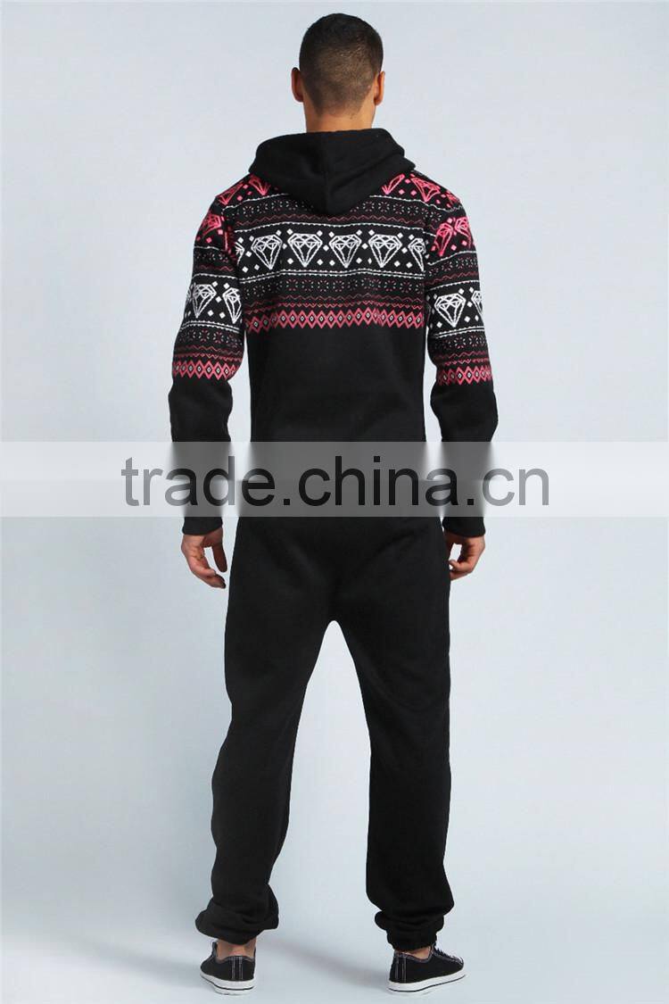 PA0027A diamond printed onesie jumpsuit for men