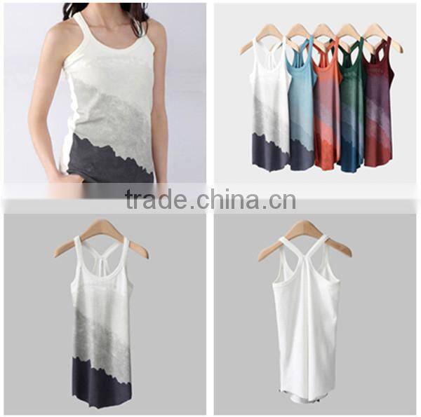 Wholesale Y back printed Tank Tops
