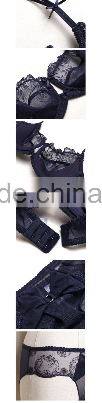 HSZ-28805 Girls Underwear Comfortable 3/4 Bra Cup New Design 2017 Sexy Model Bra Free Samples Latest Fashion Panty Lingerie