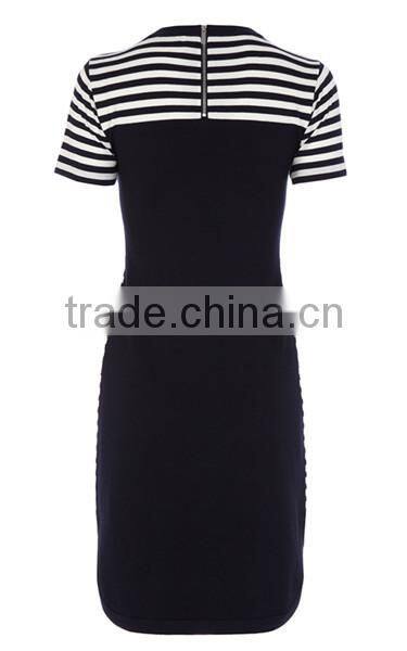 Hot sale chic horizontal stripes curved hem sweater dress