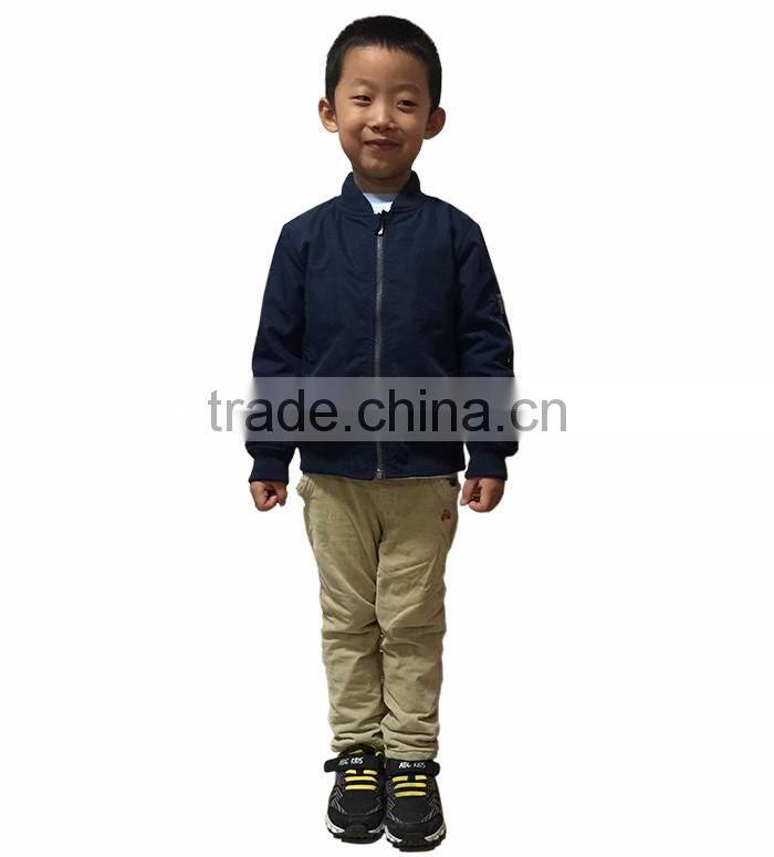 Custom Wholesale Plain Zip Front Bomber Jacket For Children
