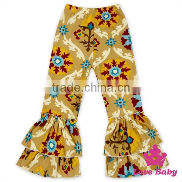 Fancy Wear Printed Pattern Two Layers icing Wholesale Girls Ruffle Pants