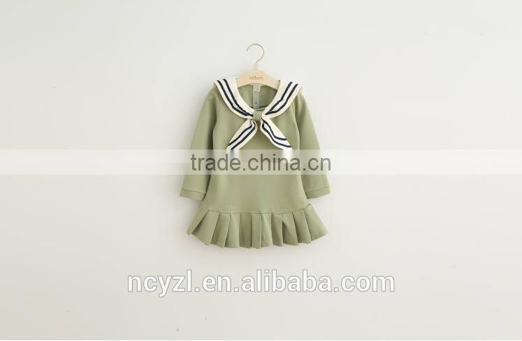 custom wholesale cute baby girl navy style children/baby long sleeve half dress
