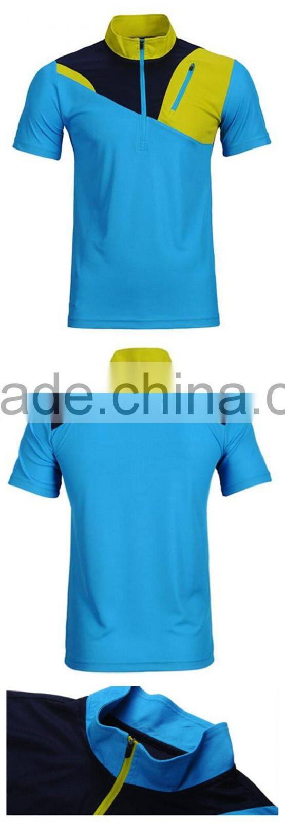 100% Polyester Mens Short Sleeve Sports Casual Custom Colour T-shirts Men Clothing Collar Shirts
