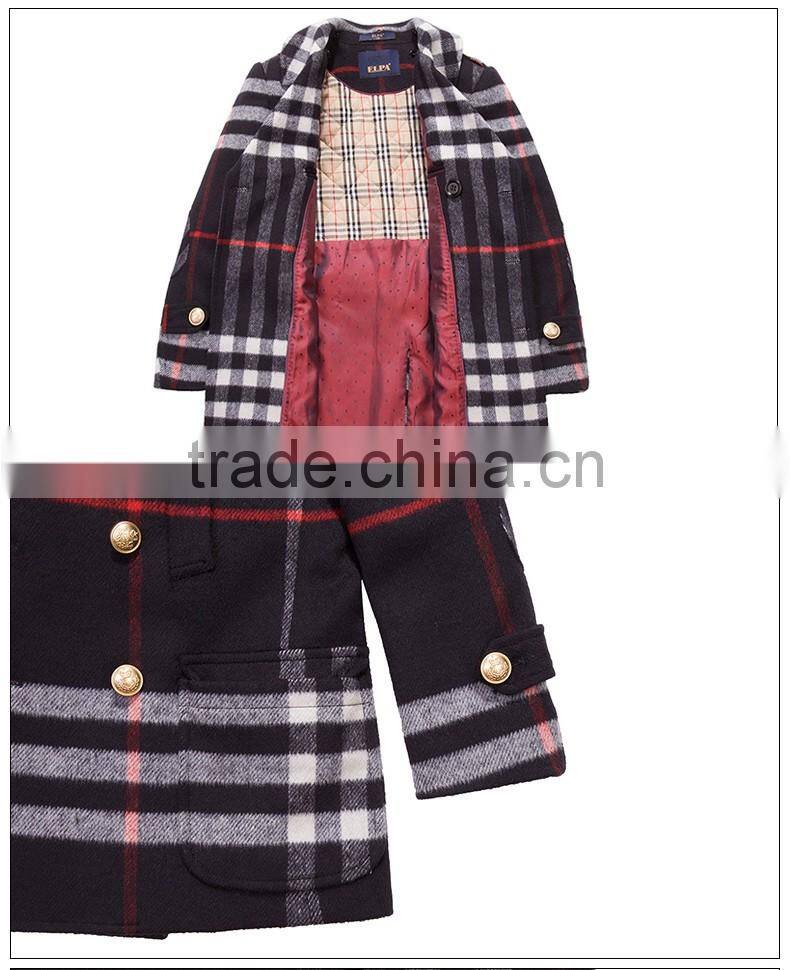 ELPA handsome kids coat rabbit hair fur collar winter warm wool overcoat