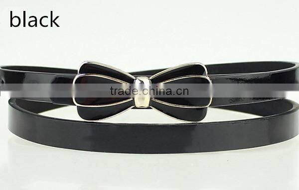 new arrival fashion design high quality with flower design alloy metal buckle women slim PU leather belt