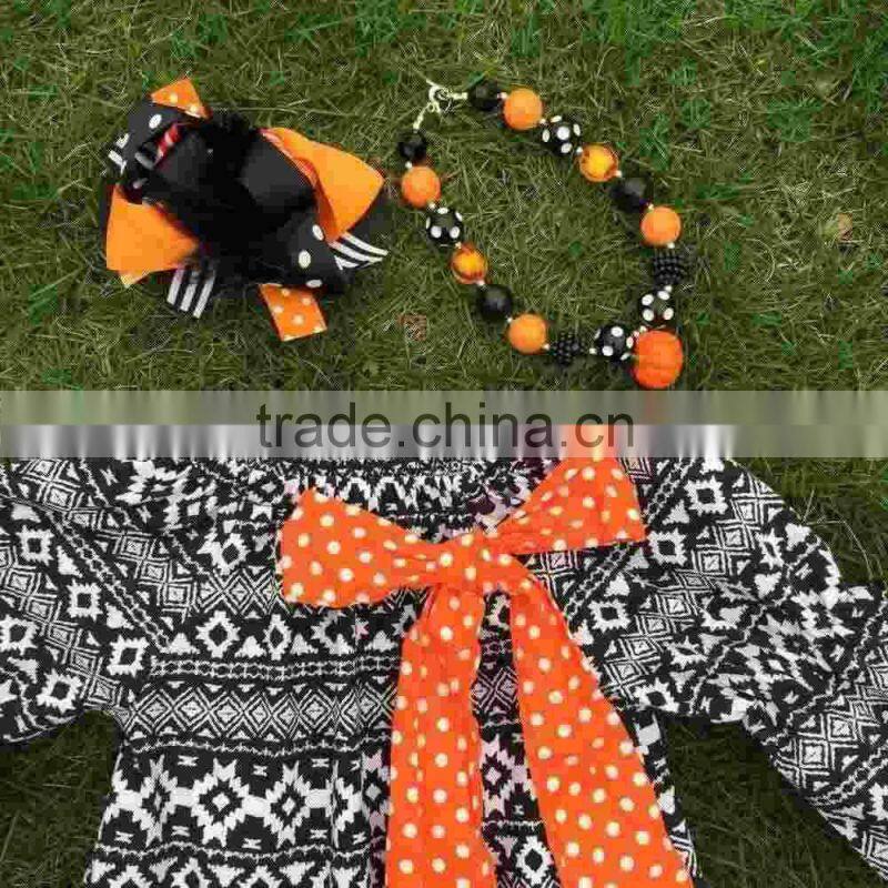girls Halloween dress black Halloween cheap dress kids boutique dress girls party dress with necklace and hairbow