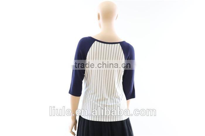 Stylish Lady Women Medium Sleeve Pullover Tops Casual Blouse