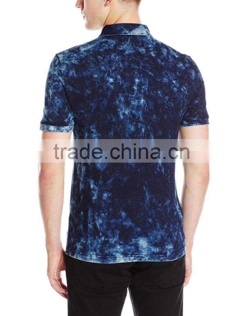 oem service original wholesale 100 cotton jeans dip dye wahsed marble short sleeve polo shirts