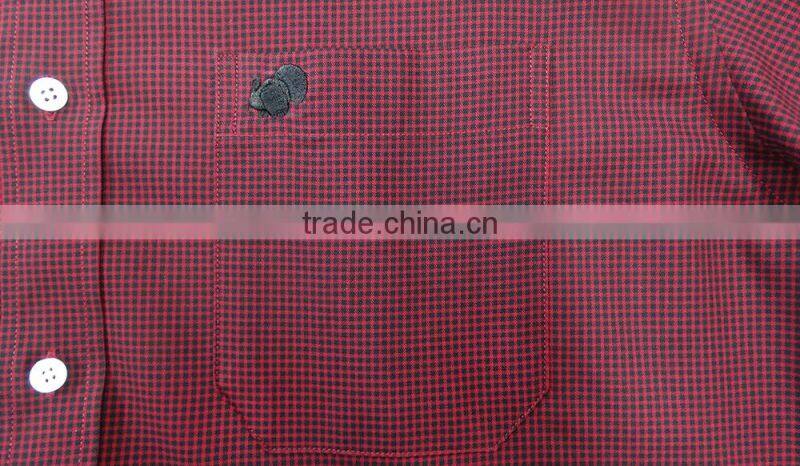 button down collar long sleeve gingham causal men shirt 100% cotton