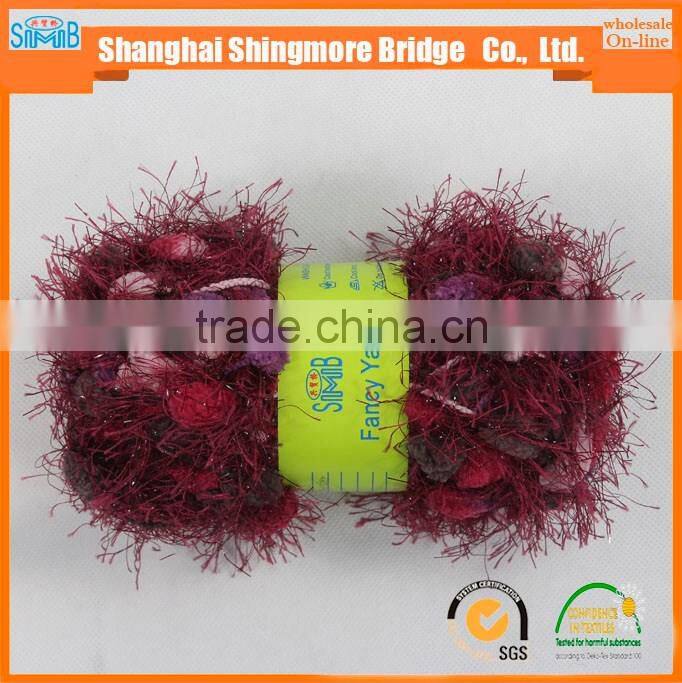 China textile factory direct wholesale 100% polyester spun dyed yarn hand knitting velvet twist feather yarn in low price