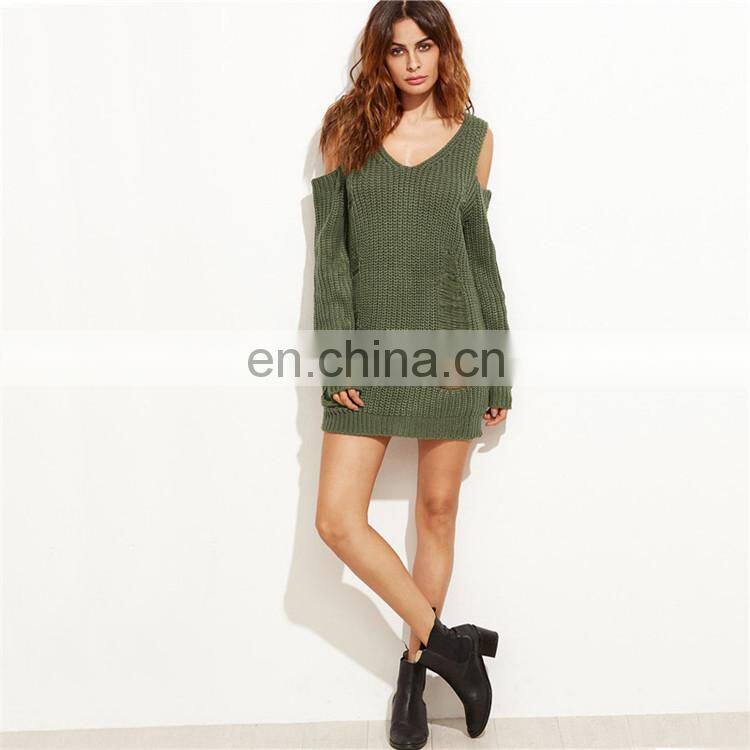 New style deep V-neck women sweater cold sleeves sweater for ladies KMY1058