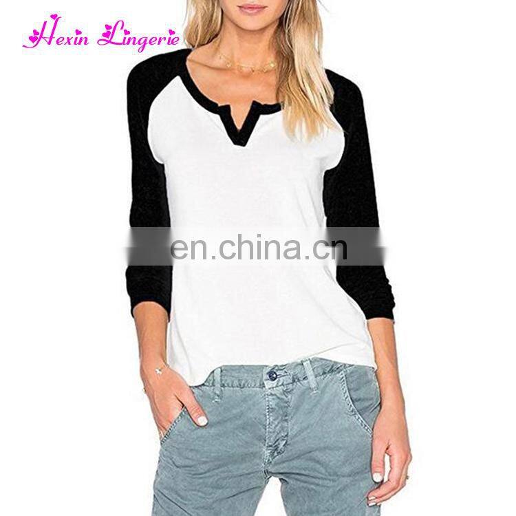 Without Moq Fashion Black Long Sleeves Running Blank Fitted Lady T-shirt