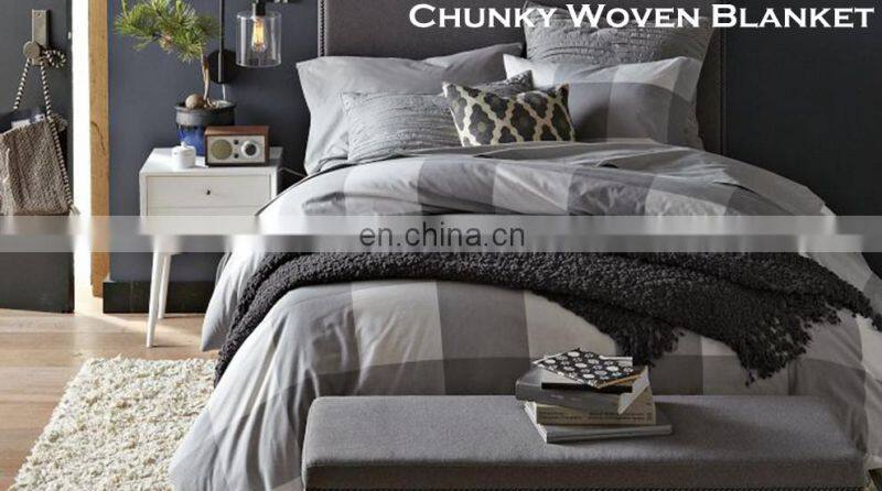 acrylic woven spaced chunky grid blanket