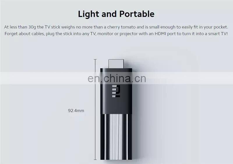 Global Version Mi TV Stick Android 4 K HDR 1GB RAM 8GB ROM Bluetooth 4.2 Mini TV Dongle Xiaomi Mi TV Stick