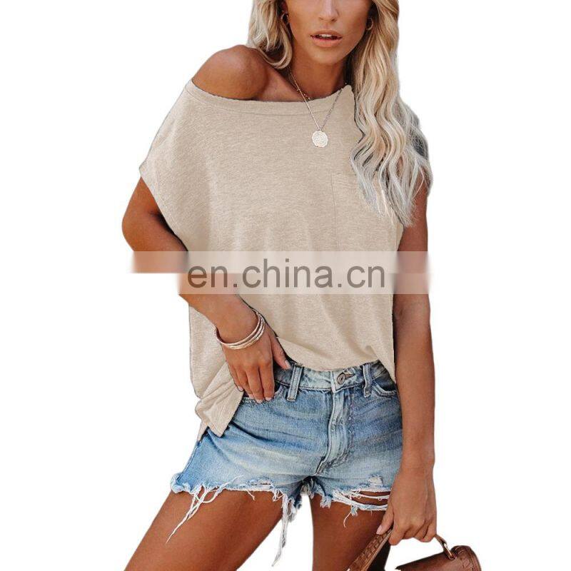 Manufacturers wholesale custom women's tops sports and leisure solid color round neck raglan short sleeve t-shirt