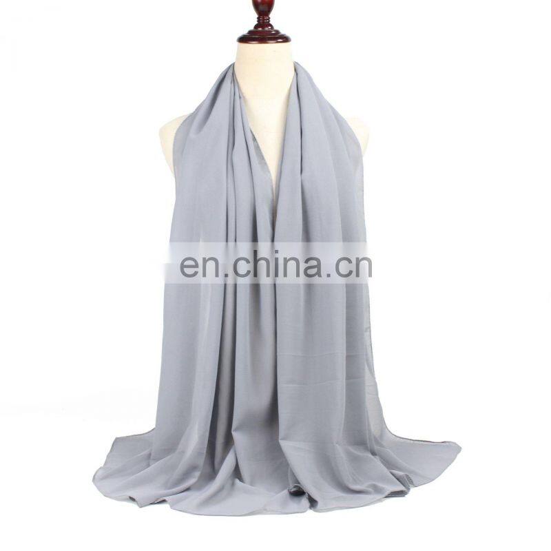 175*75cm Pearl Chiffon Scarf Pure Color Long Scarf Hijab Pure Color Shawl Malay Turban