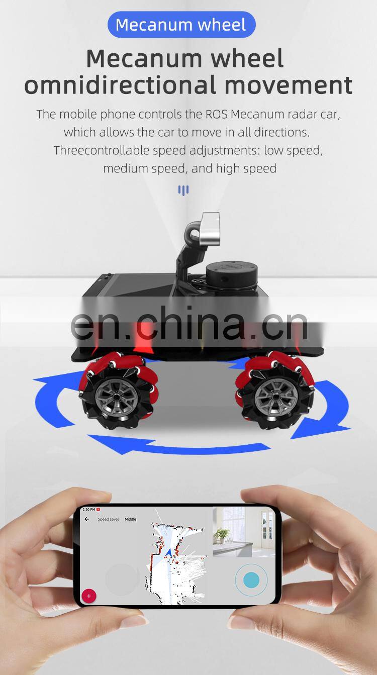 Assembled ROS MROS Lidar Car Mecanum Wheel Robot Car With 7" Touch Screen Range 12M/39.4FT