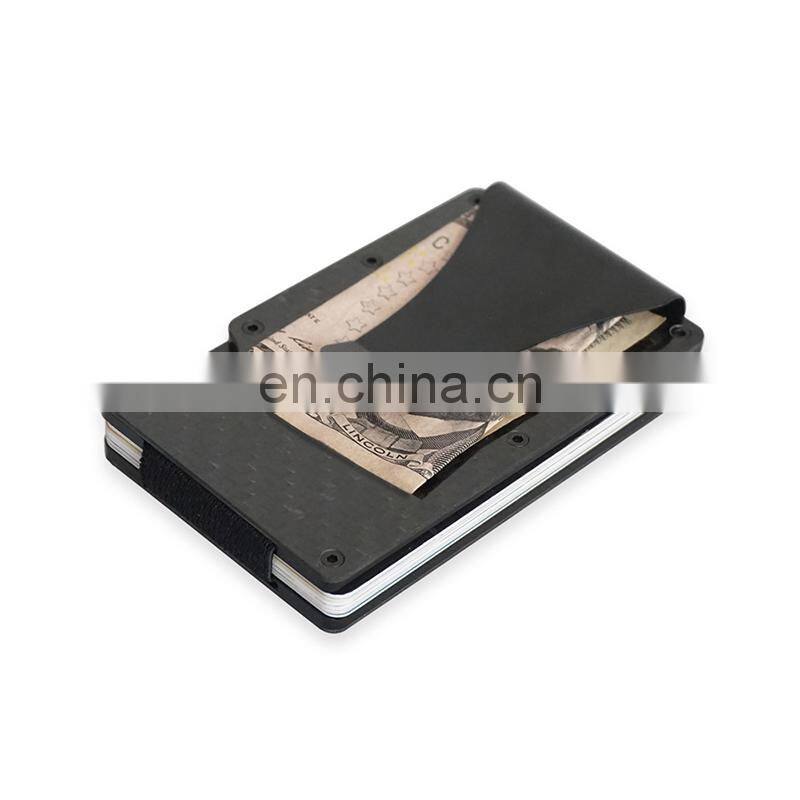 2021 New Minimalist Carbon Fiber Card Case With Money Clip Aluminum Wallet metal Rfid Credit Card Holder wallet rfid blocking