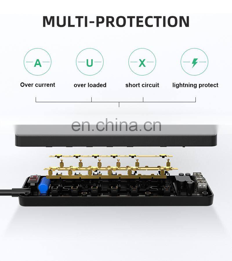 Safety Germany Multiple 4 Outlet Power Strip Socket 4 Outlet with Dual USB Ports and Retractable Cord