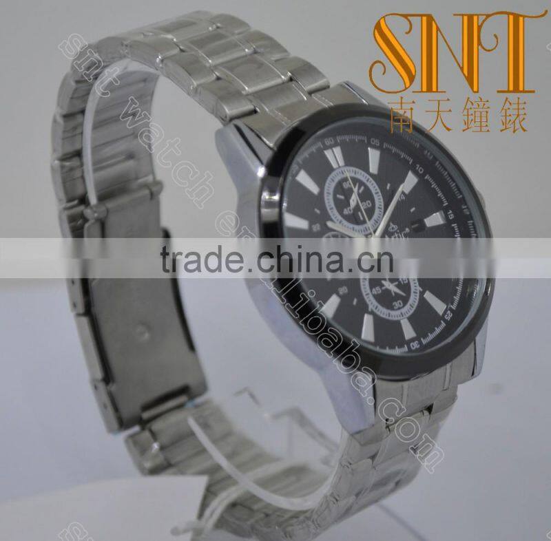 SNT-LA116 Black Texture Dial With 3 Chrono Eyes, High Quality Stainless Steel Watch