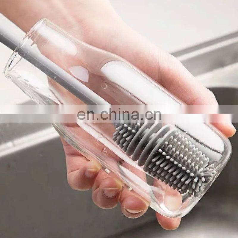 Silicone Cup Brush Cup Scrubber Glass Cleaner Kitchen Cleaning Tool Long Handle Drink Wineglass Bottle Glass Cup Cleaning Brush