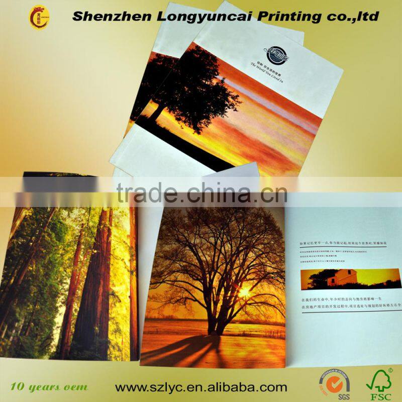 Black card paper hot stamping real promotion brochure, advertisement brochure manufacture in Shenzhen