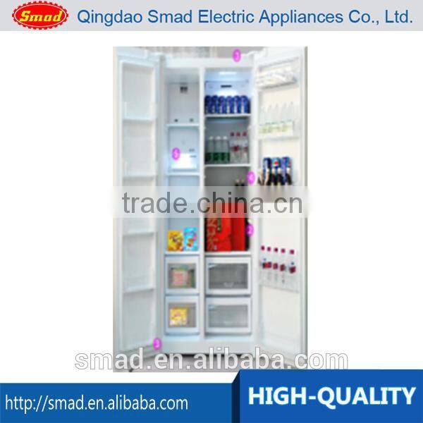 610L side by side three door refrigerator with combination of fan cooling and defrost cooling