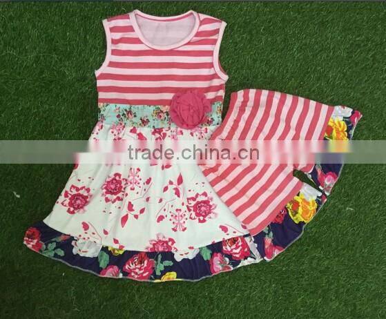 Girls fancy 2016 girls stripe print dress wholesale children boutique clothing children july 4th outfits giggle moon remake