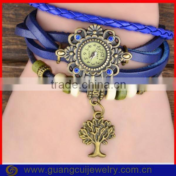 Fashion leather braided strap watch