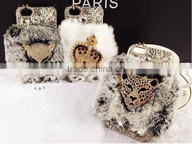 For iphone 5'' case, pc Furry case with fox for iphone 4 4s 5 5G, 3D animal cute case for mobile