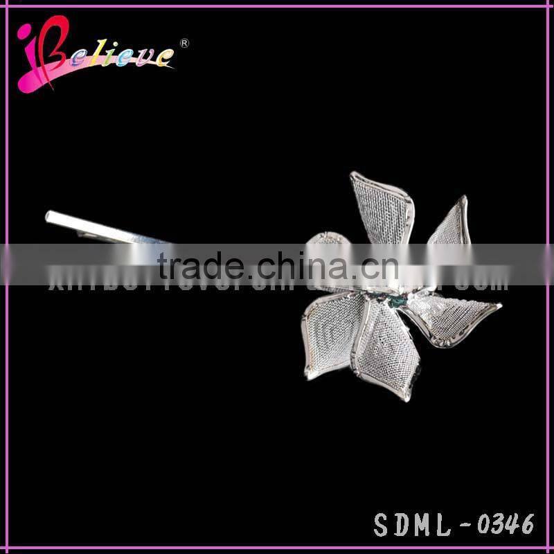 Low MOQ factory wholesale fashion hair clip,plain metal hair pins,flower metal long hair clip