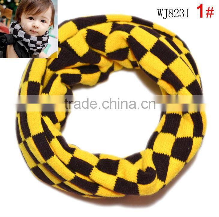 Checked Circle Wool Knitted Baby Scarf