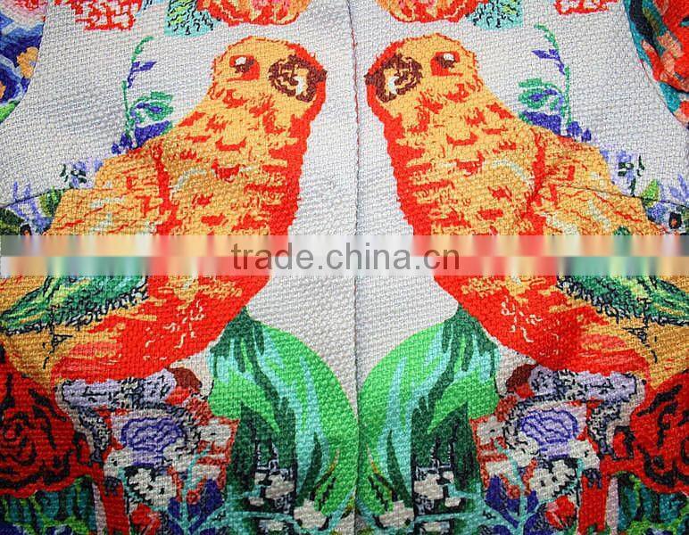 2014 Autumn & Winter High-end runway woolen plus size parrot printed coat women